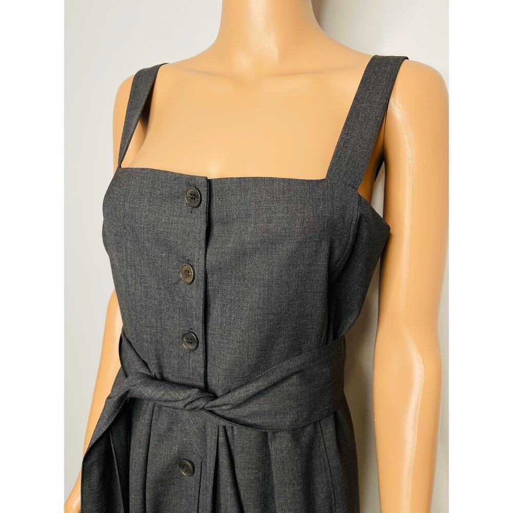 Theory Kantarai Button Down Dress Size 4 Gray BeltedSleeveless Wool Blend - Picture 6 of 9